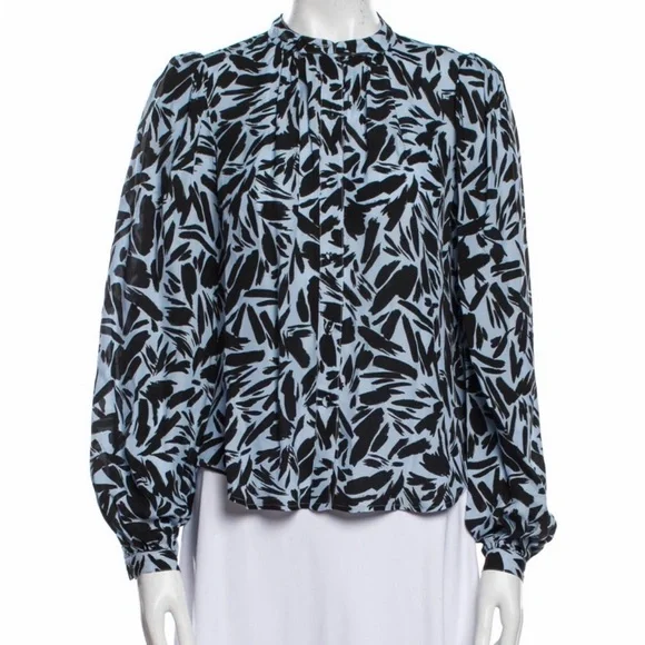 Veronica Beard Abstract Black and Blue Blouse - Picture 1 of 6